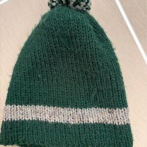 Handmade Cozy Green and Gray Kids Beanie